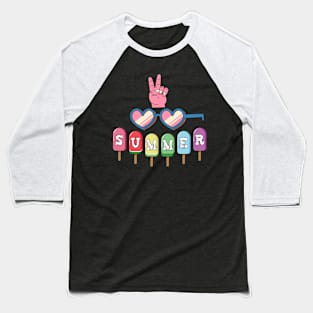 Hello Summer Vacation Ice Cream Popsicle Ice Lolly Baseball T-Shirt